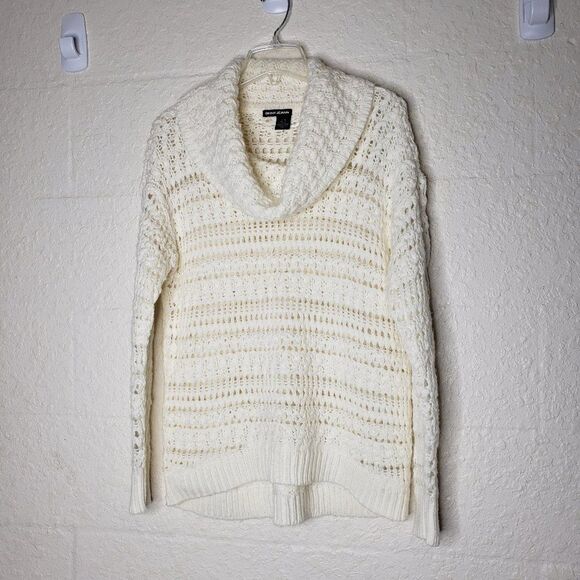 DKNY Cream Open Knit Cowl Neck Wool Sweater Size M - Picture 3 of 16